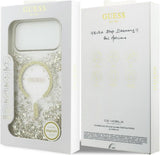 Guess Resin Bottom Glitter Case with MagSafe for iPhone 17/18 Pro Max 6.9" Clear Gold - GUHMP18XRGRGED