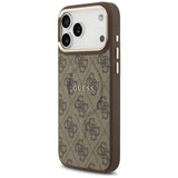 Guess PU Leather 4G Gold Frame Case with MagSafe for iPhone 17 Pro Max 6.9" Brown - GUHMP17XP4MSEGCW