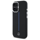 Mercedes Benz Silicone Blue Stripe Case with MagSafe for iPhone 16 6.1" Case Black - MEHMP16S23SUMBK