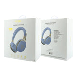 Guess PU Grained Triangle Gold Metal Logo On Ear ENC Wireless Headphones Blue - GUBHP72PGTCSB