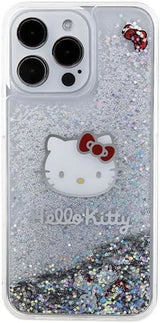 Hello Kitty Liquid Glitter Charms Kitty Head Case for iphone 15 Pro Max 6.7" Clear - HKHCP15XLIKHET