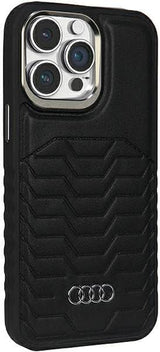 Audi Synthetic Leather Hard Case with MagSafe for iPhone 15 Pro Max 6.7" Black - AU-TPUPCMIP15PM-GT/D3-BK