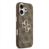 Guess PU Leather 4G Big Logo Gold Frame Case for iPhone 17 6.3" Brown - GUHCP17S4GMGCBR