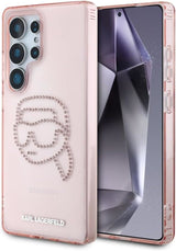 Karl Lagerfeld Rhinestones Karl Head Logo Case for Samsung Galaxy S25 Ultra 6.9" Pink - KLHCS25LHKHDCELP