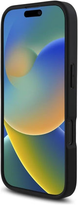 Karl Lagerfeld HC Grained PU Cardslot Metal Elong Case for iPhone 16 Pro 6.3" Black - KLHCP16LPKHPORPK