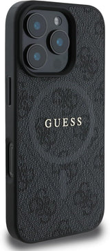 Guess PU Leather 4G Coloured Ring Case with MagSafe for iphone 16 Pro Max 6.9" Black - GUHMP16XG4GFRK