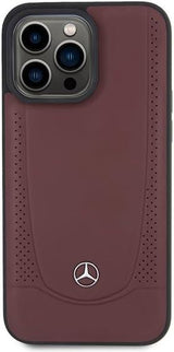Mercedes Benz Leather Case Star Logo Case for iphone 15 Pro Max 6.7" Wine Red - MEHCP15XARMRE
