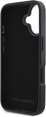 Karl Lagerfeld HC Grained PU Cardslot Metal Elong Case for iPhone 16 6.1" Black - KLHCP16SPKHPORPK
