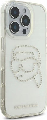 Karl Lagerfeld IML Rhinestones Karl Head Hardcase for iPhone 16 Pro 6.3" Clear - KLHCP16LHKHDCELT