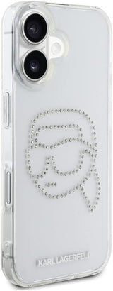 Karl Lagerfeld IML Rhinestones Karl Head Case for iPhone 16 6.1" Clear - KLHCP16SHKHDCELT