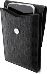 Karl Lagerfeld Saffiano Ikonik Monogram Universal Phone Pouch with Strap Black - KLWBSAKHPKK