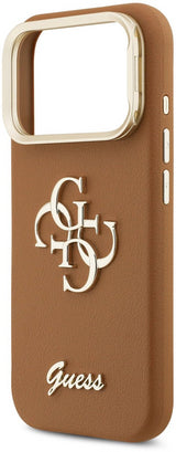 Guess PU Grained 4G Logo Stand Camera Frame Case for iPhone 17 Pro 6.3" Brown - GUHCP17LPCS4GSW