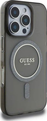 Guess IML Glitter Circle Case with MagSafe for iPhone 16 Pro 6.3" Black - GUHMP16LHFGEREK