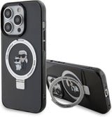 Karl Lagerfeld Karl & Choupette with MagSafe & Ring Stand for iphone 15 Pro 6.1" Black - KLHMP15LHMRSKCK