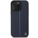 Mercedes MB Blue Line Leather Case with MagSafe for iPhone 16 Pro Max 6.9" Navy Blue - MEHMP16X23RURBV