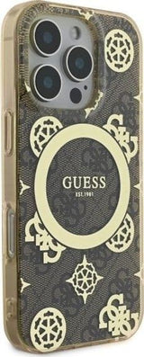 Guess IML Peony On 4G Background Case with MagSafe for iPhone 16 Pro Max 6.9" Brown - GUHMP16XH4PYEEW