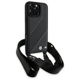 BMW M Series Carbon Stripe & Strap Case for iPhone 16 Pro Max 6.9" Black - BMHCP16X23PSCCK