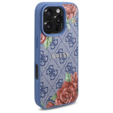 Guess 4G Flower Printed Hardcase with MagSafe for iPhone 16 Pro 6.3" Blue - GUHMP16LP4ROPEMCB
