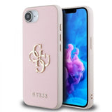 Guess PU Grained 4G Metal Logo Case for iPhone 16e Pink - GUHCPSE4PGT4MBP