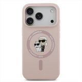 Karl Lagerfeld Liquid Silicone Karl and Choupette with MagSafe Case for iPhone 17 Pro 6.3" Pink - KLHMP17LSCMKCRHP