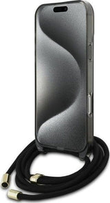 Guess Crossbody Cord Script Case with MagSafe for iPhone 16 Pro 6.3" Black - GUHMP16LHCTSGNSK