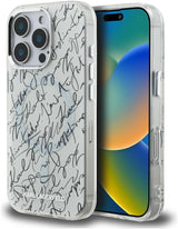 Karl Lagerfeld IML Karl Script Pattern with MagSafe Case for iPhone 16 Pro Max 6.9" White - KLHMP16XHMSPUSH