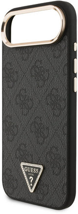 Guess PU Leather 4G Triangle Logo Gold Frame Case with MagSafe for iPhone 17 Air 6.5" Black - GUHMP17MP4GTDGMK