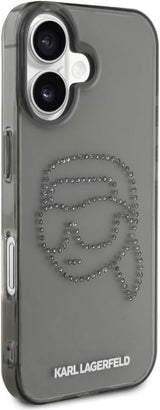 Karl Lagerfeld IML Rhinestones Karl Head Case for iPhone 16 6.1" Black - KLHCP16SHKHDCELK