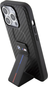 BMW M Series Hard Case Grip Stand Smooth and Carbon for iphone 15 Pro 6.1" Black - BMHCP15LGSPCCK