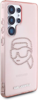 Karl Lagerfeld Rhinestones Karl Head Logo Case for Samsung Galaxy S25 Ultra 6.9" Pink - KLHCS25LHKHDCELP