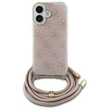 Guess 4G Crossbody Cord Print Case for iPhone 16 6.1" Pink - GUHCP16SHC4SEP