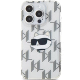 Karl Lagerfeld IML Choupette Head & Monogram Case for iPhone 15 Pro Max 6.7" Clear - KLHCP15XHKLPCHT