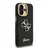 Guess PU Grained 4G Logo Stand Camera Frame Case for iPhone 16 6.1" Black - GUHCP16SPCS4GSK