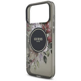 Guess IML Flowers Pearl Strap MagSafe Case for iPhone 17 Pro Max 6.9" Black - GUHMP17XHFWBRCESK