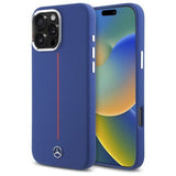 Mercedes Benz Silicone Red Stripe Case with MagSafe for iPhone 16 Pro Max 6.9" Navy Blue - MEHMP16X23SUMRV