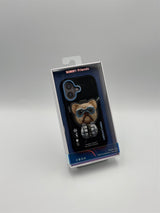 Nimmy Cool & Cute 2.0 Little Rich Tycoon Dog Case with MagSafe Stand for iPhone 17 6.3" Black Blue - N-YJKM-CXZJZH-IP17-07