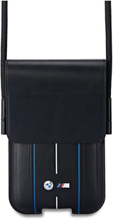 BMW M Series Blue Stripes Universal Phone Pouch with Strap and Cardslot Black - BMPSP15XMPVSKL
