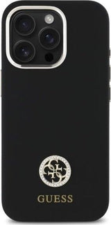 Guess Silicone Logo Strass 4G Case for iPhone 16 Pro Max 6.9" Black - GUHCP16XM4DGPK