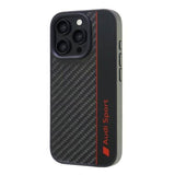 Audi Carbon Fiber Sports Red Stripe Hardcase for iPhone 16 Pro 6.3" Black/Red - AUS-TPUPCIP16P-R8/D1-BK