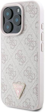 Guess Leather Metal Logo Strass Crossbody Case for iPhone 16 Pro Max 6.9" Pink - GUHCP16XP4TDSCPP