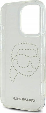 Karl Lagerfeld IML Rhinestones Karl Head Hardcase for iPhone 16 Pro 6.3" Clear - KLHCP16LHKHDCELT