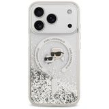 Karl Lagerfeld Liquid Glitter Karl & Choupette Heads Case with MagSafe for iPhone 17/18 Pro Max 6.9" Clear - KLHMP18XLGKCSGH