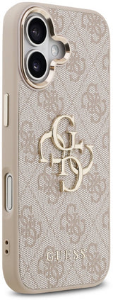 Guess PU Leather 4G Big Logo Gold Frame Case for iPhone 17 6.3" Pink - GUHCP17S4GMGCPI