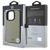 Mercedes MB Textured and Plain Leather Case with MagSafe for iPhone 16 Pro Max 6.9" Beige - MEHMP16X23RBARE