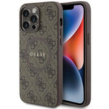 Guess 4G Collection Leather Metal Logo with MagSafe Hard Case for iphone 15 Pro Max 6.7" Brown - GUHMP15XG4GFRW