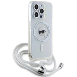 Karl Lagerfeld Crossbody IML Karl Head with MagSafe Case for iPhone 15 Pro Max 6.7" Clear - KLHMP15XHCKHNT