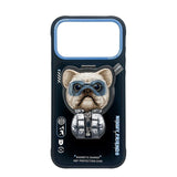 Nimmy Cool & Cute 2.0 Little Rich Tycoon Dog Case with MagSafe Stand for iPhone 17 Pro Max 6.9" Black Blue - N-YJKM-CXZJZH-IP17-PRO-MAX-07