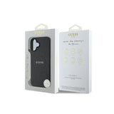 Guess Grained Gold Ring Case with MagSafe for iPhone 16 6.1" Black - GUHMP16SPGHSMMK