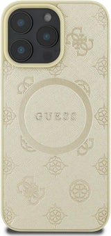 Guess Leather Saffiano Peony Classic Logo Hardcase with MagSafe for iphone 16 Pro Max 6.9" Gold - GUHMP16XPSAPSMED