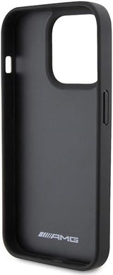 Mercedes AMG Hardcase Leather Debossed Lines Case for iphone 15 Pro Max 6.7" Black - AMHCP15XGSEBK